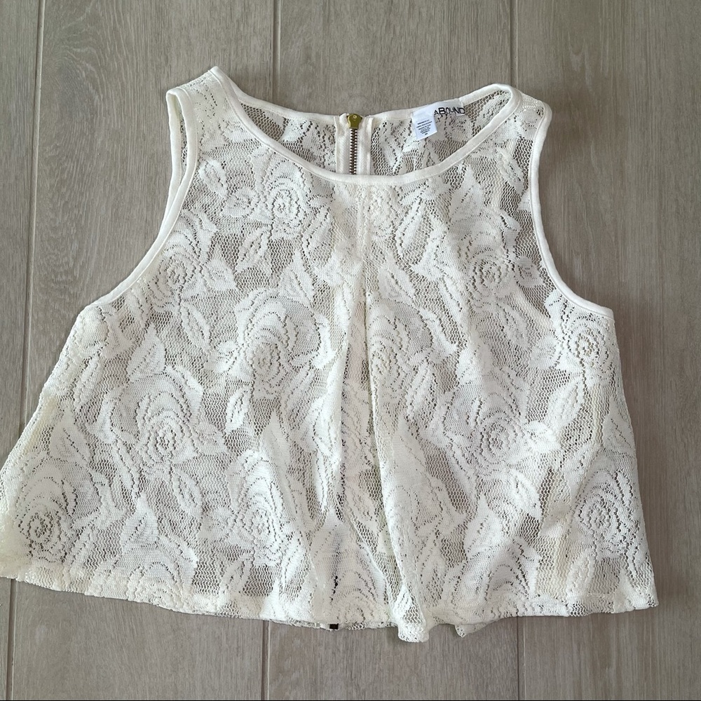 NWOT ABOUND white lace tank shirt camisole